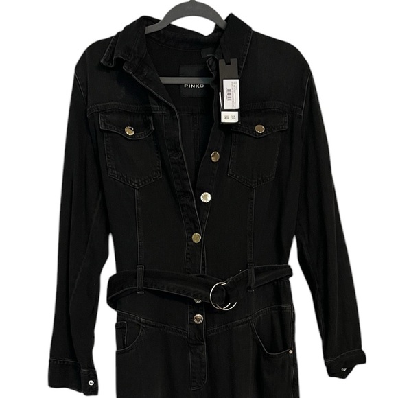 Pinko Black Denim Jumpsuit PAX 1  NWT SZ US 10 EU 44 - Picture 6 of 11